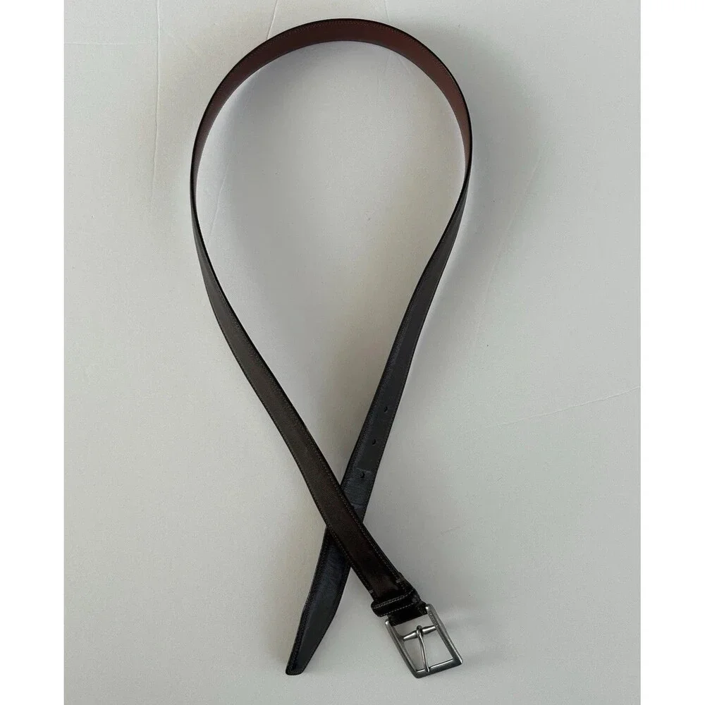 Coach Mens Leather Belt Brown Genuine Calfskin 3752 Silver Tone Brass Buckle 36